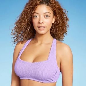 Shade & Shore Violet Textured Bikini top